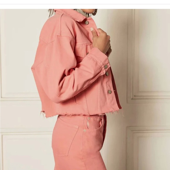 BOYISH the Harvey cropped denim jacket pretty in pink size small new with tags - Picture 4 of 4